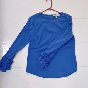 Michael Kors Sky Blue Blouse With Ruffle Sleeves Size S